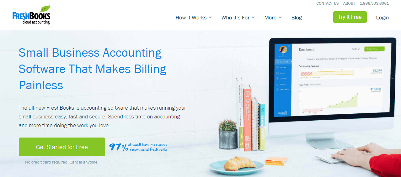 The FreshBooks accounting website.