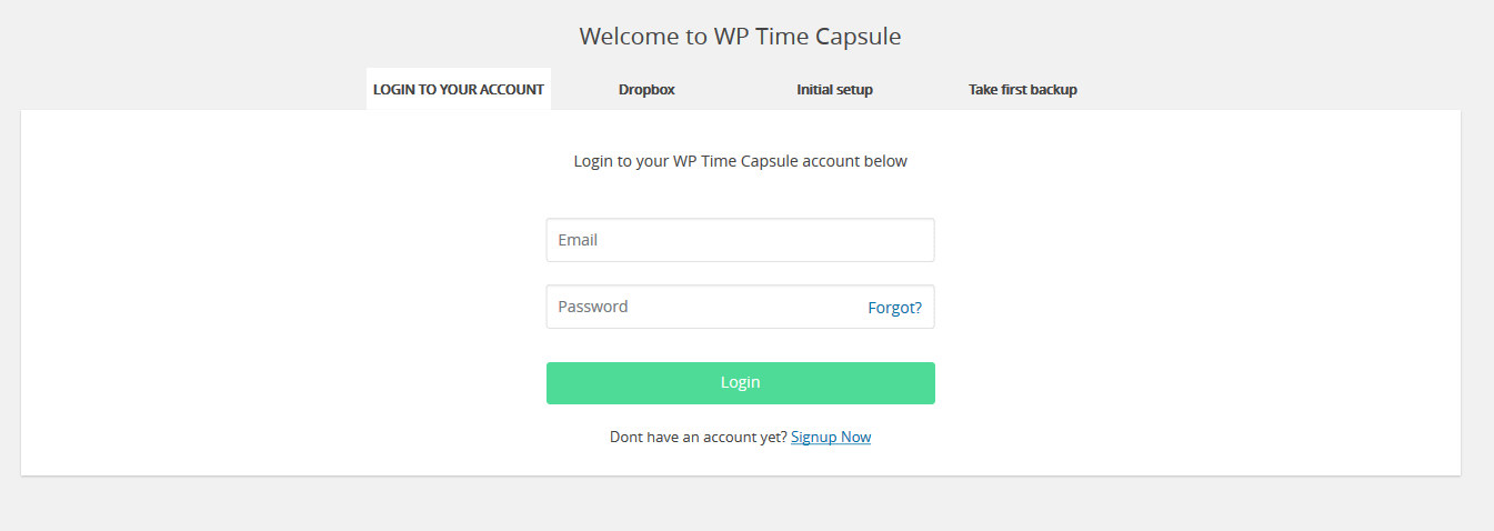 WPTimeCapsule signup page