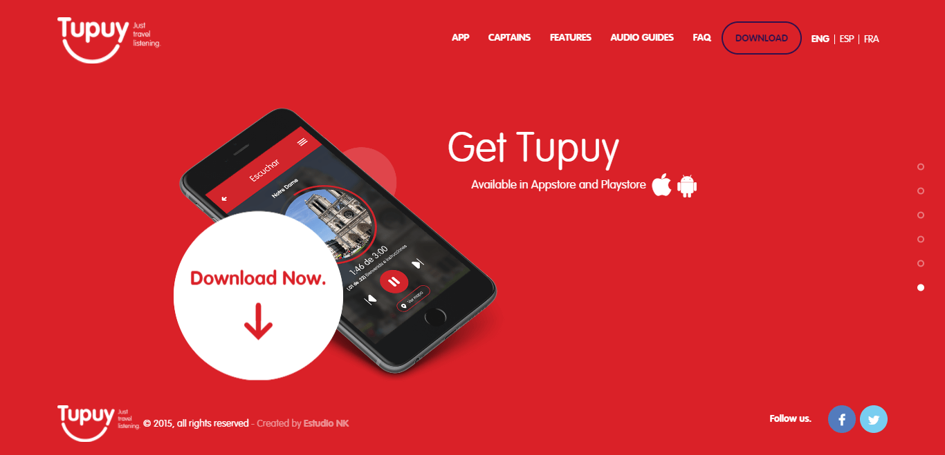 The Tupuy website homepage.