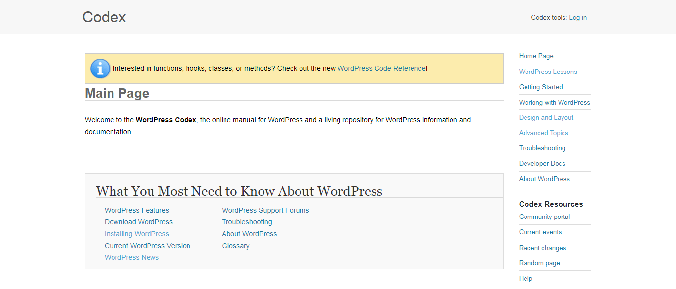 The WordPress Codex.