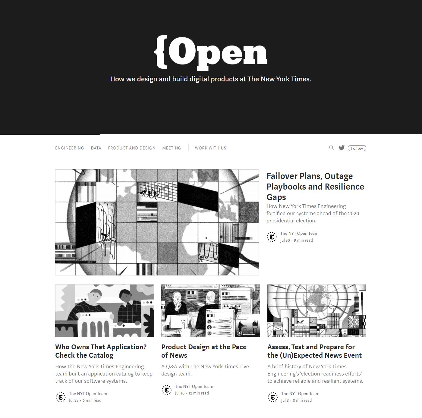 Trang chủ của Open, một trang web nhỏ của New York Times.