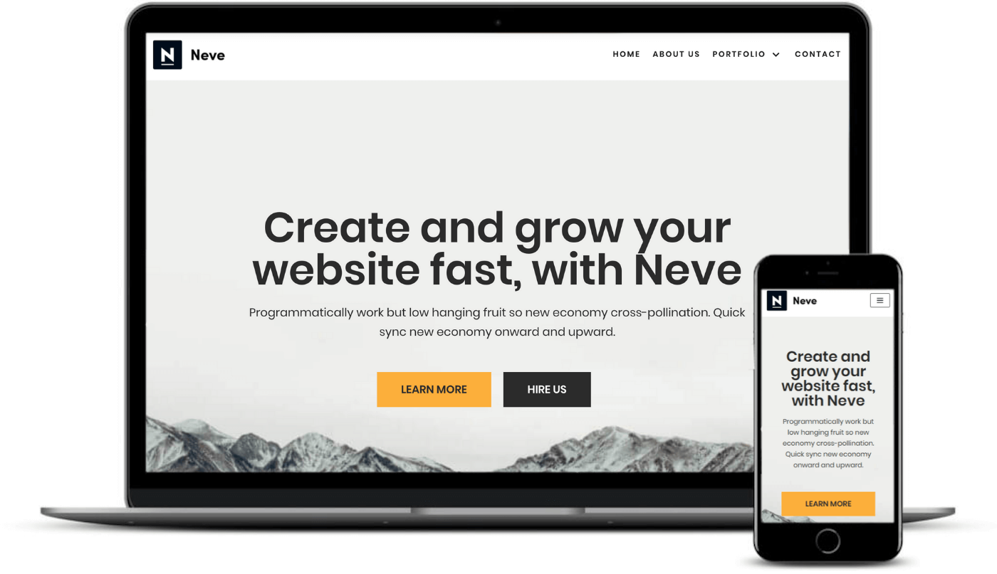 Neve is one of the best responsive WordPress themes seen on desktop and mobile.