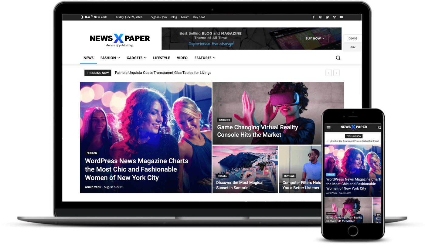 Newspaper's appearance on desktop and mobile makes it one of the best responsive WordPress themes.