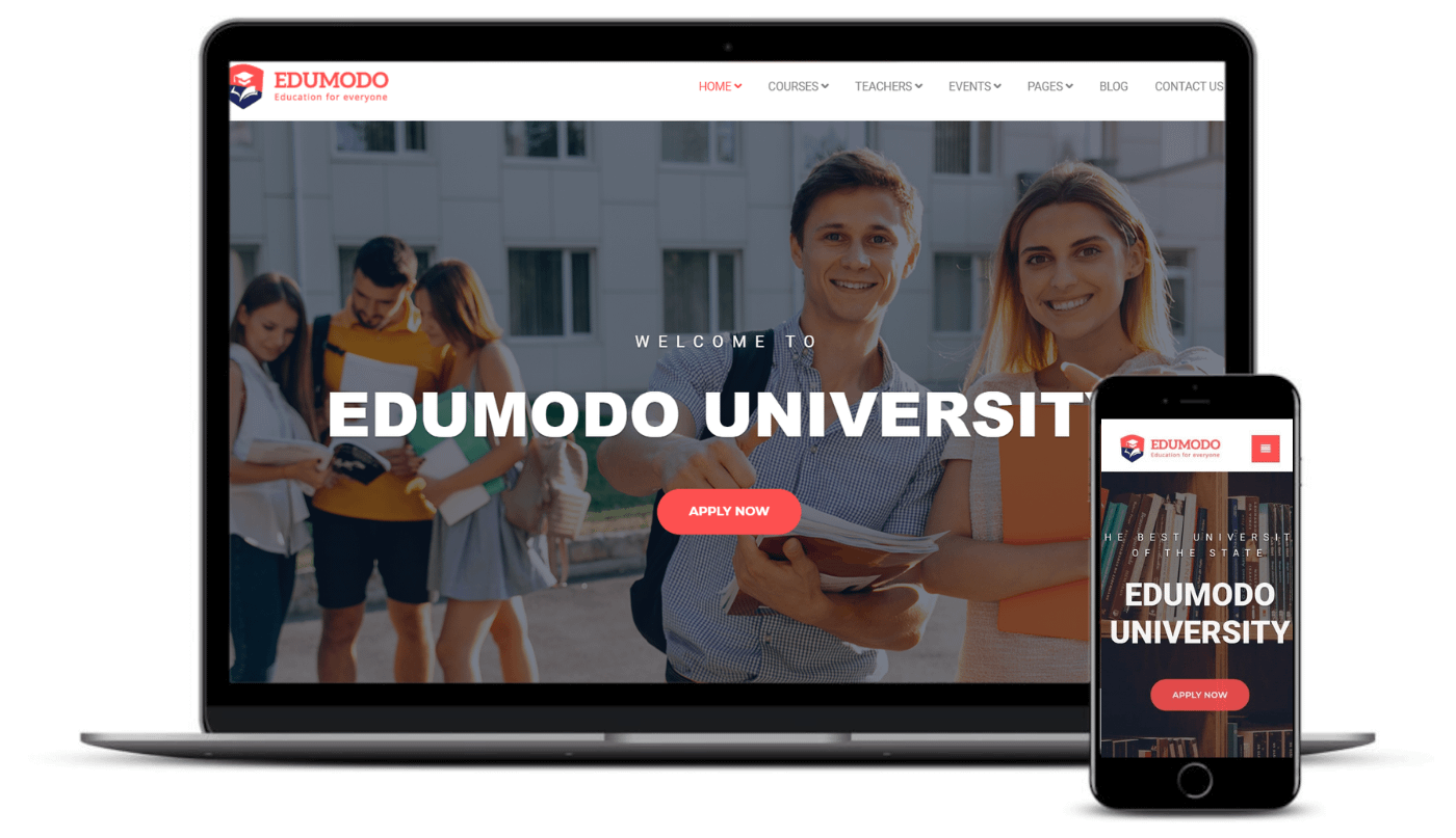 The Edumodo theme on desktop and mobile.
