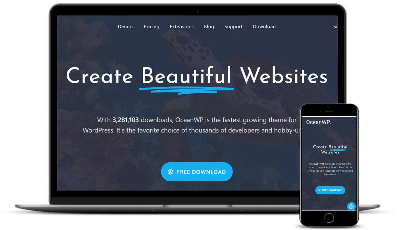 OceanWP theme on desktop and mobile.