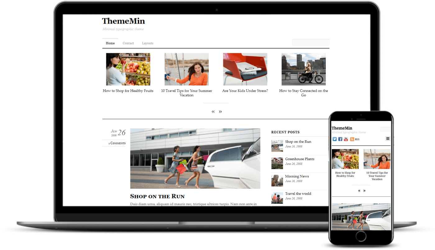 WordPress themes like Mediuam include ThemeMin.