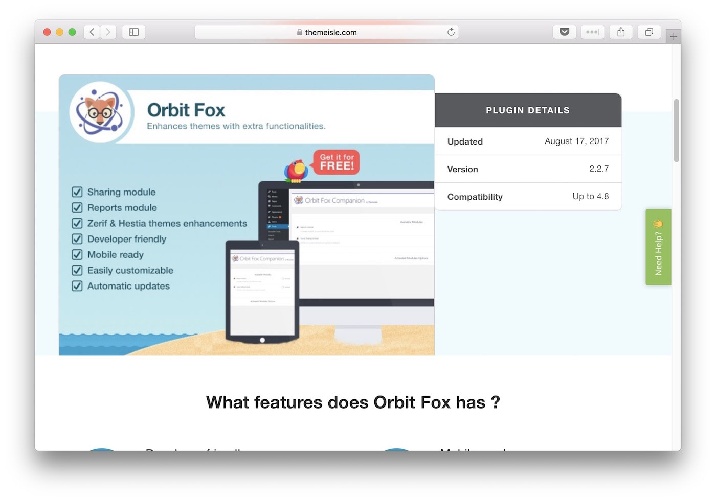 best social share plugins for WordPress: orbit fox