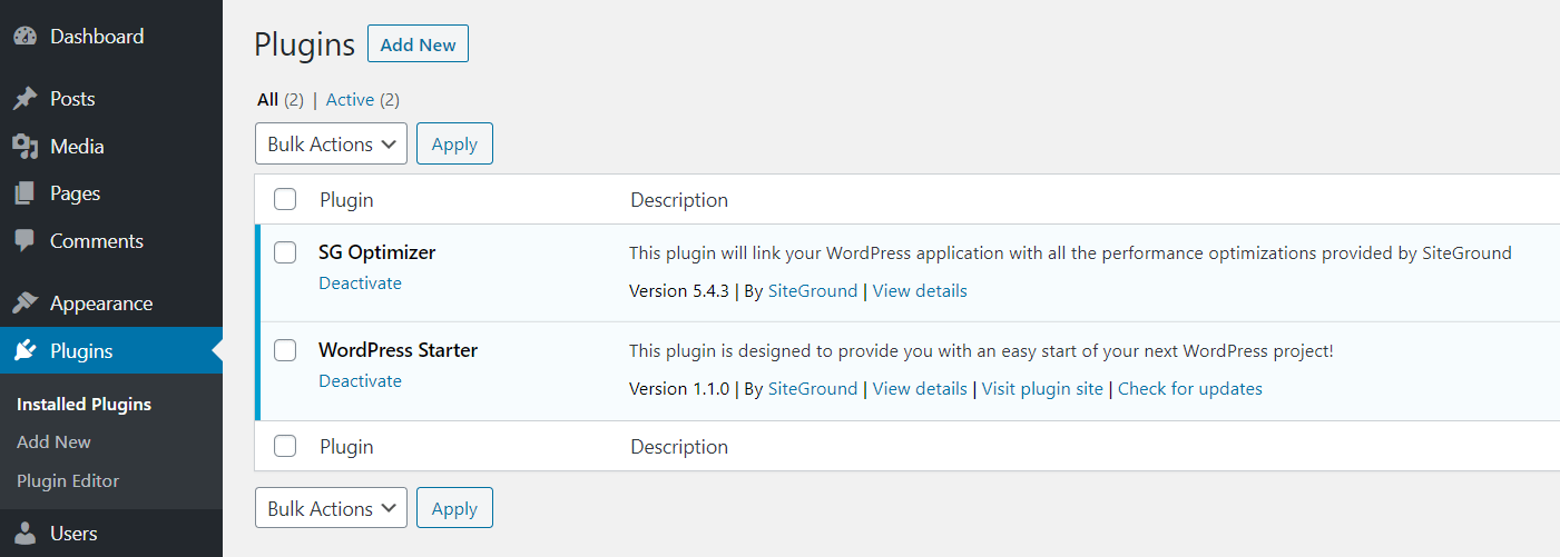 Adding a new WordPress plugin.