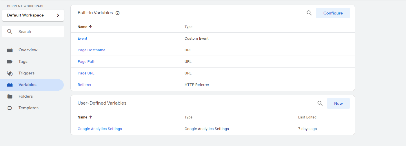 Tag Manager's User-Defined Variables.