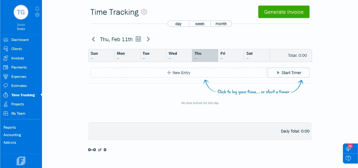 Quickbooks vs Freshbooks is a win for FreshBooks time tracking options