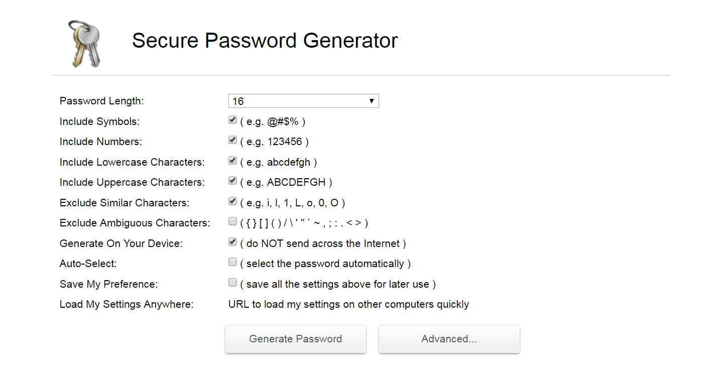 Một trình tạo mật khẩu an toàn.