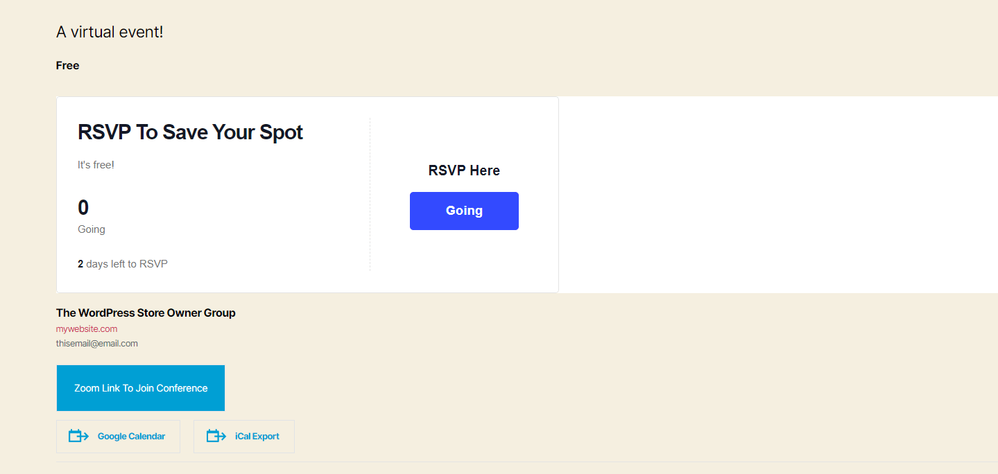 rsvp frontend - how to host a virtual event 