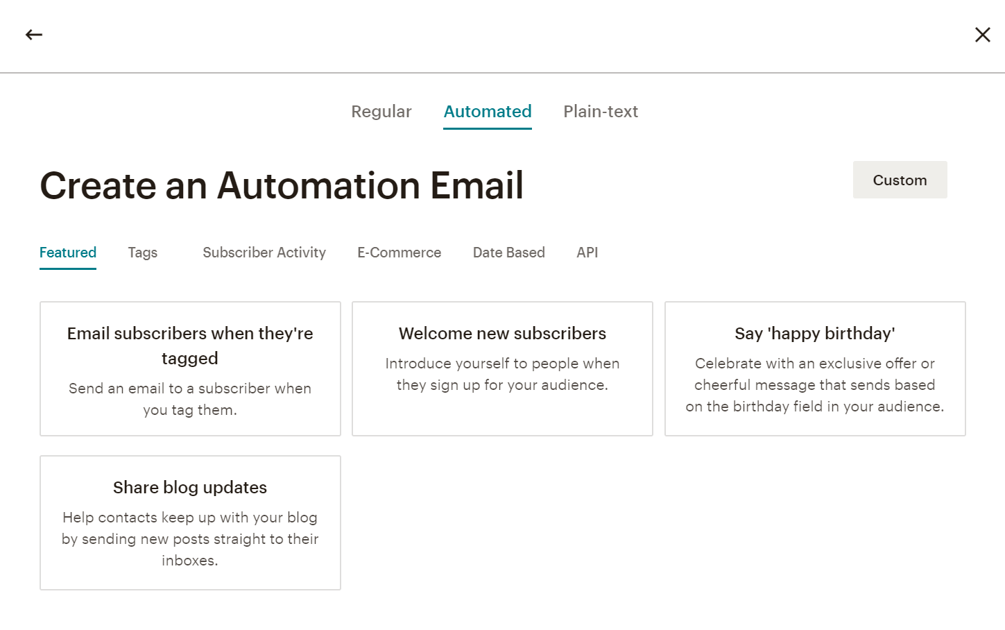 Mailchimp automation features.
