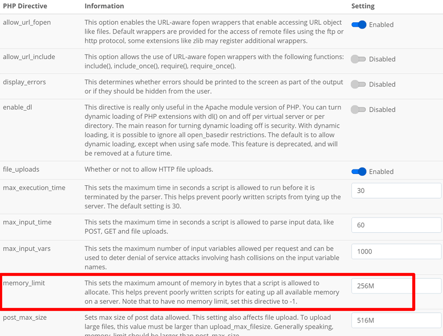 Cách tăng giới hạn bộ nhớ tại Bluehost