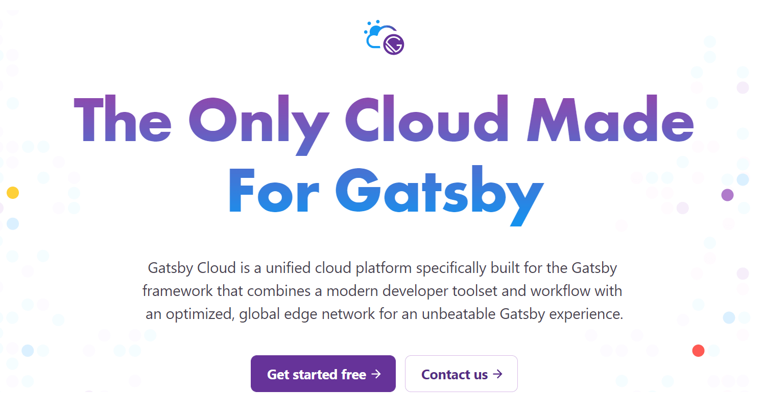 The home page of Gatsby Cloud Hosting.