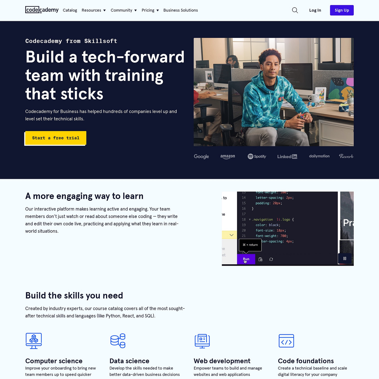 landing page examples: Codecademy