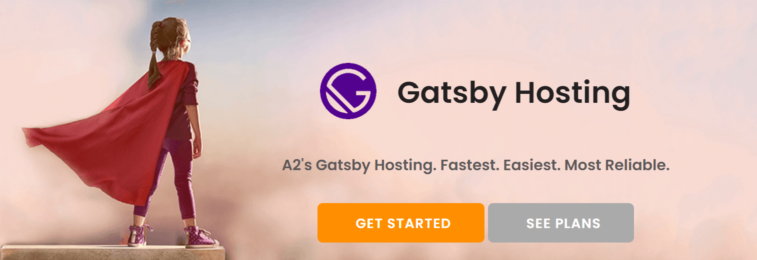 The hero banner for A2 Hosting, specifically for Gatsby sites.