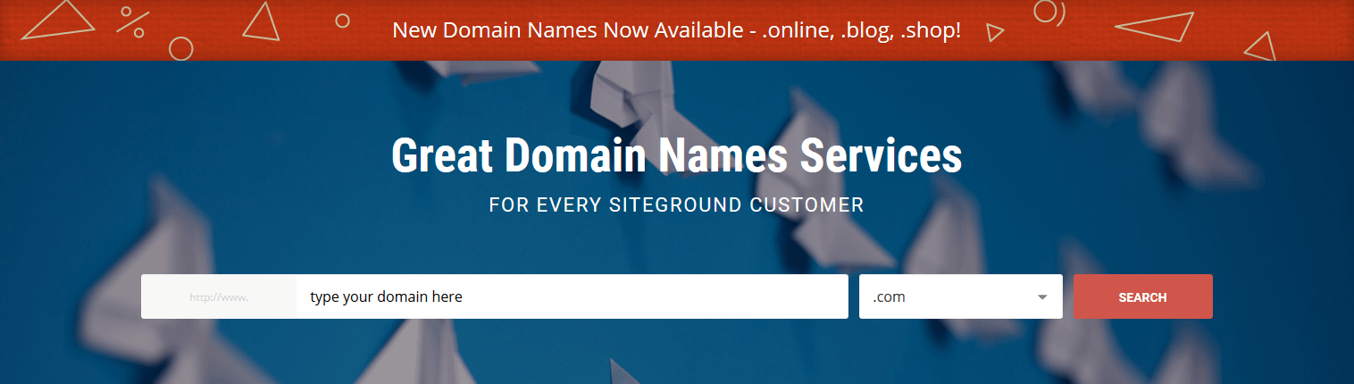 SiteGround domain name select
