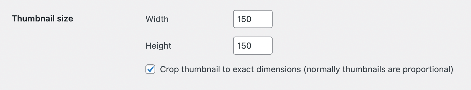 Change thumbnail WordPress image sizes