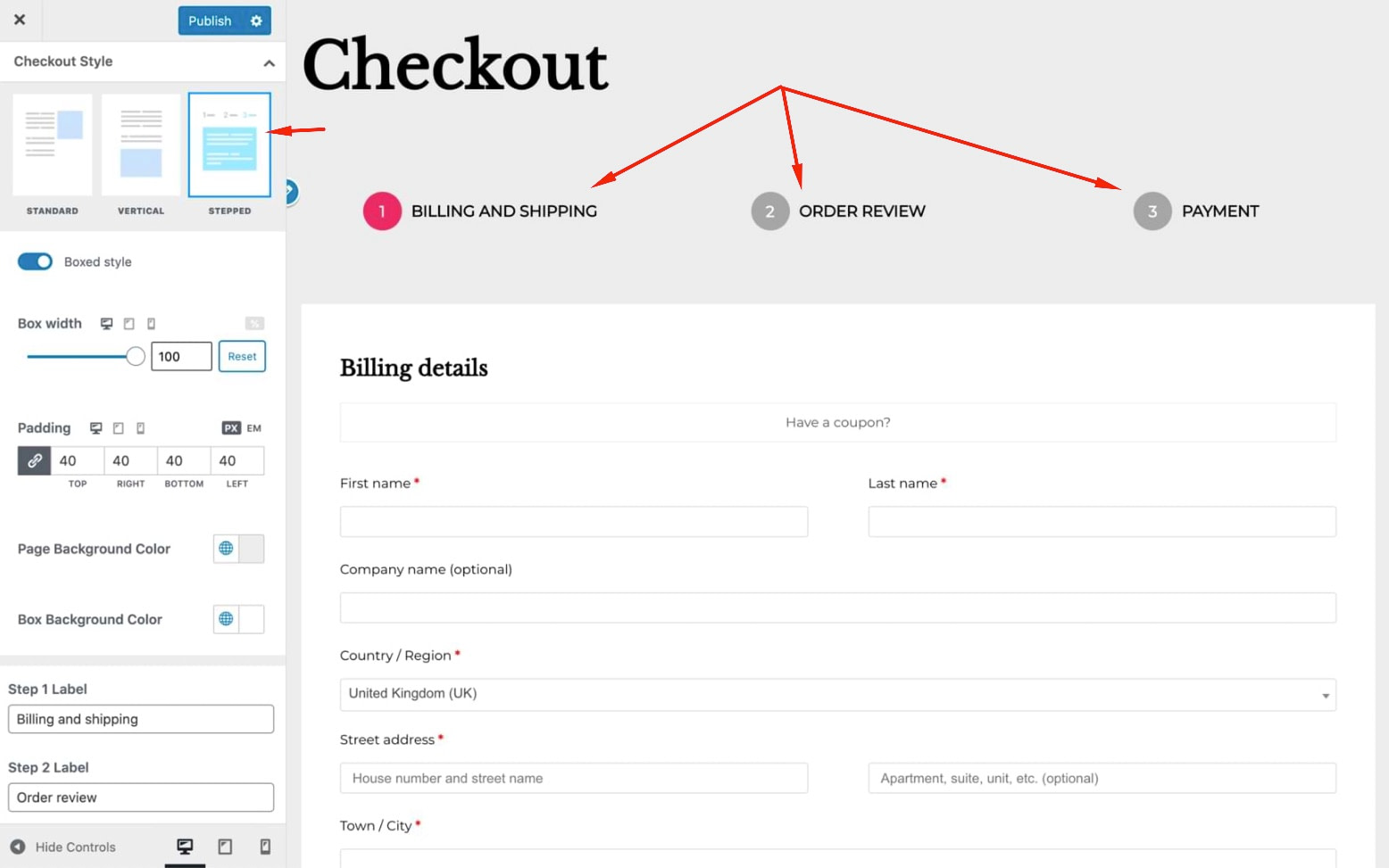 The stepped checkout experience for easier check outs