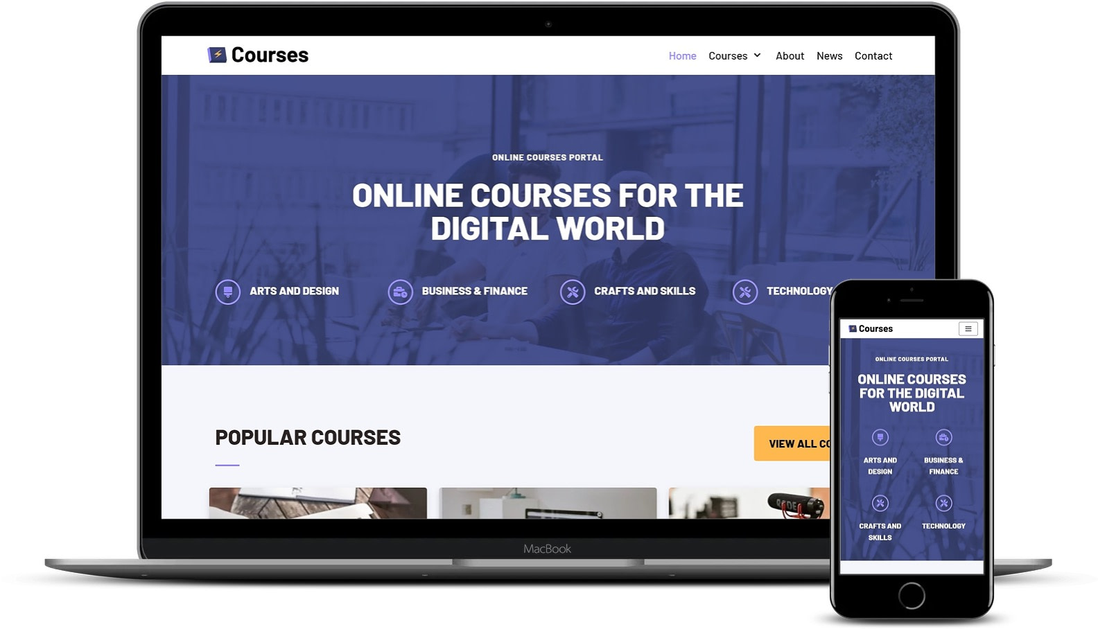 Online course template for WordPress and Neve