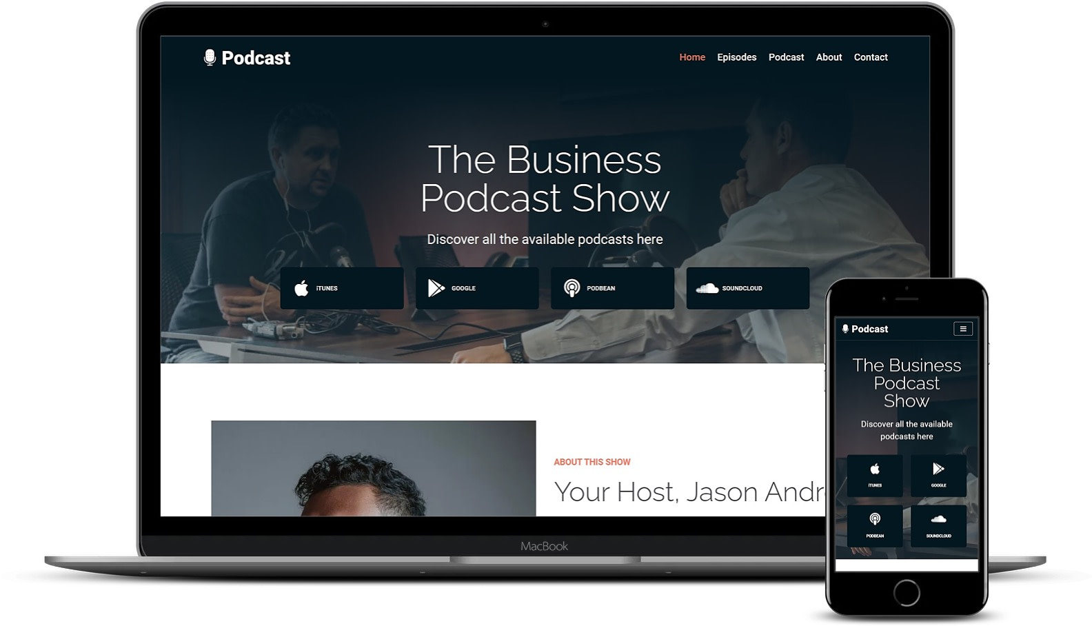 Podcast template for WordPress websites