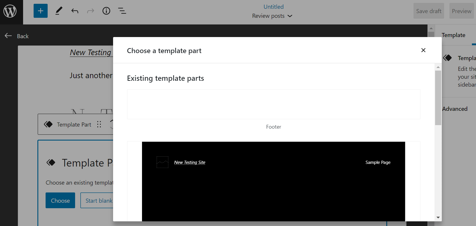 Template parts in a custom WordPress template. 