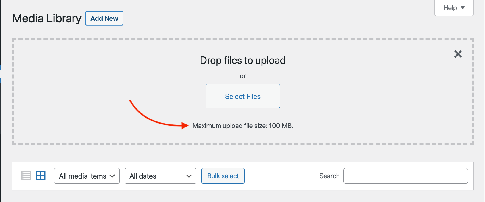 An example of the maximum upload limit. Exceeding this can cause one of the most common WordPress errors.