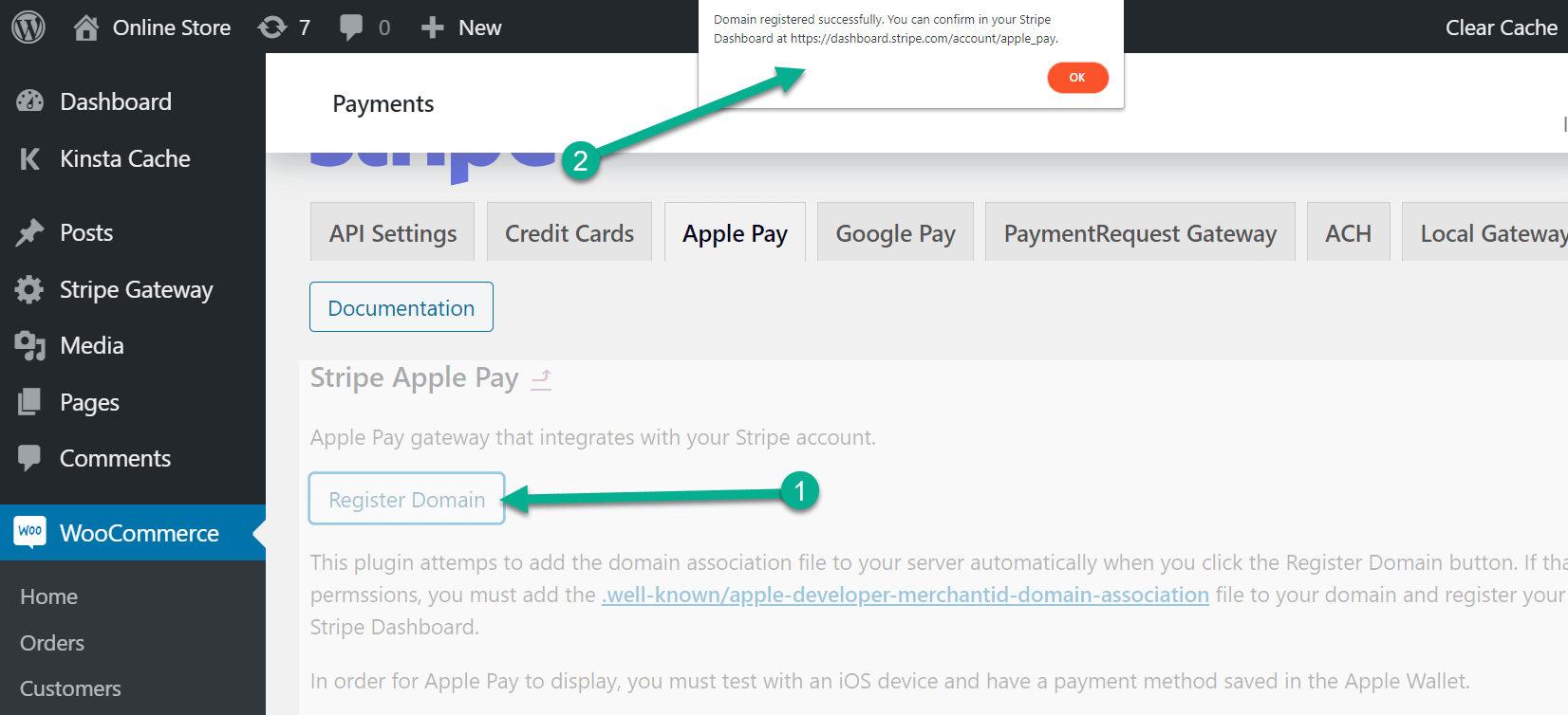 register domain for WooCommerce Apple Pay