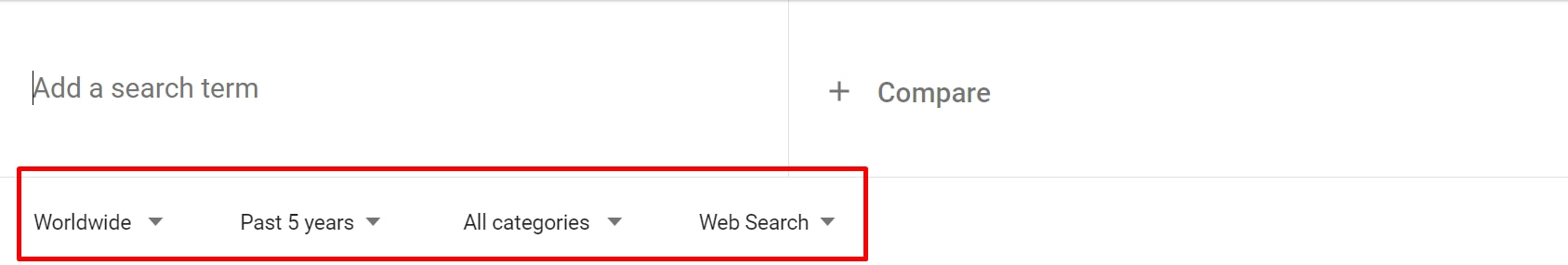 tùy chọn tìm kiếm trong Google Xu hướng