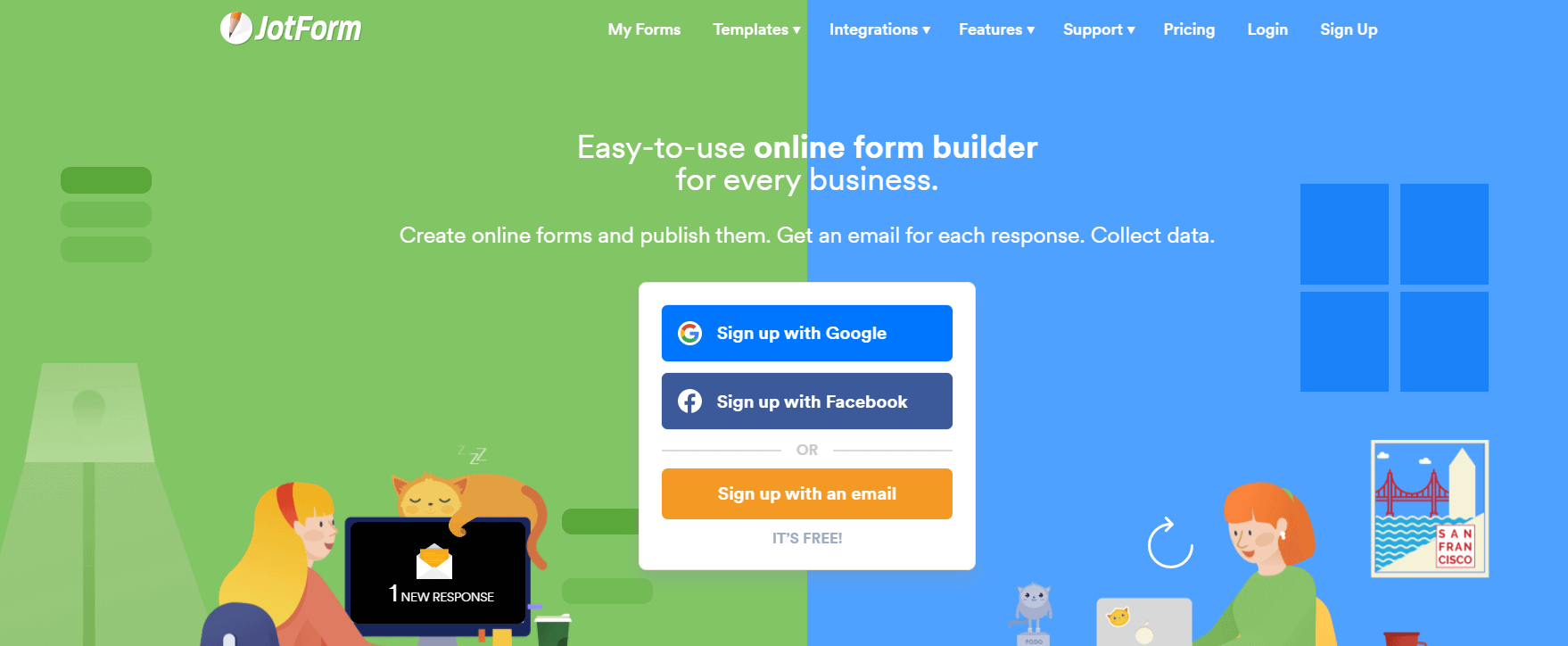 The JotForm online form builder.