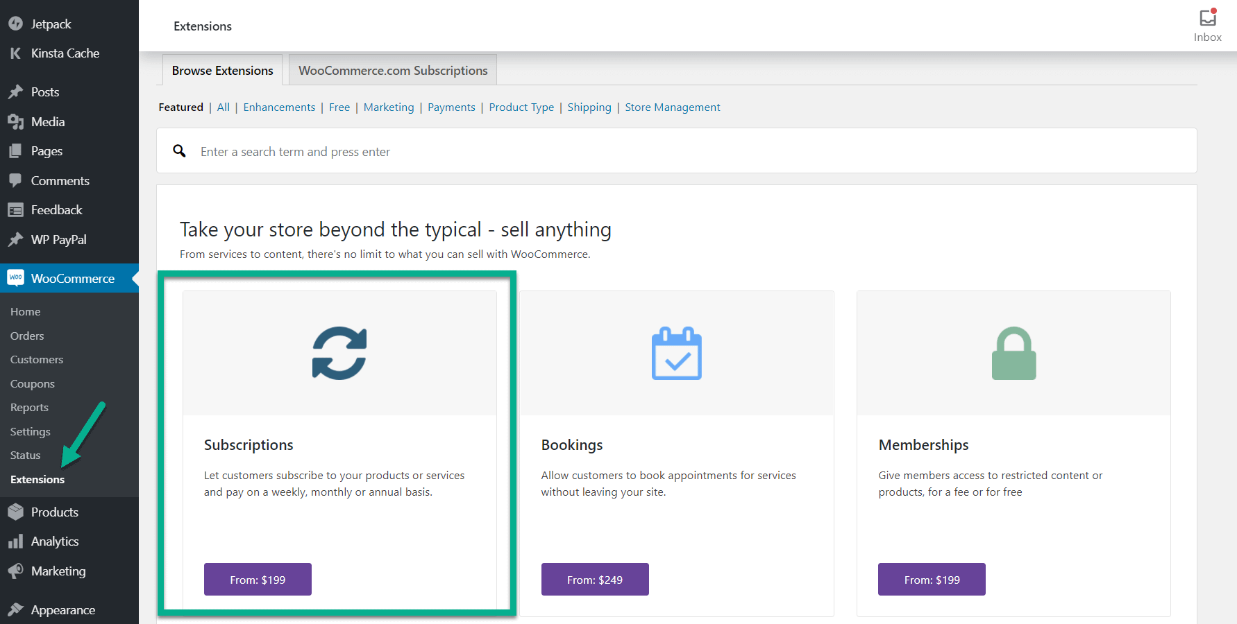 WooCommerce Subscriptions plugin