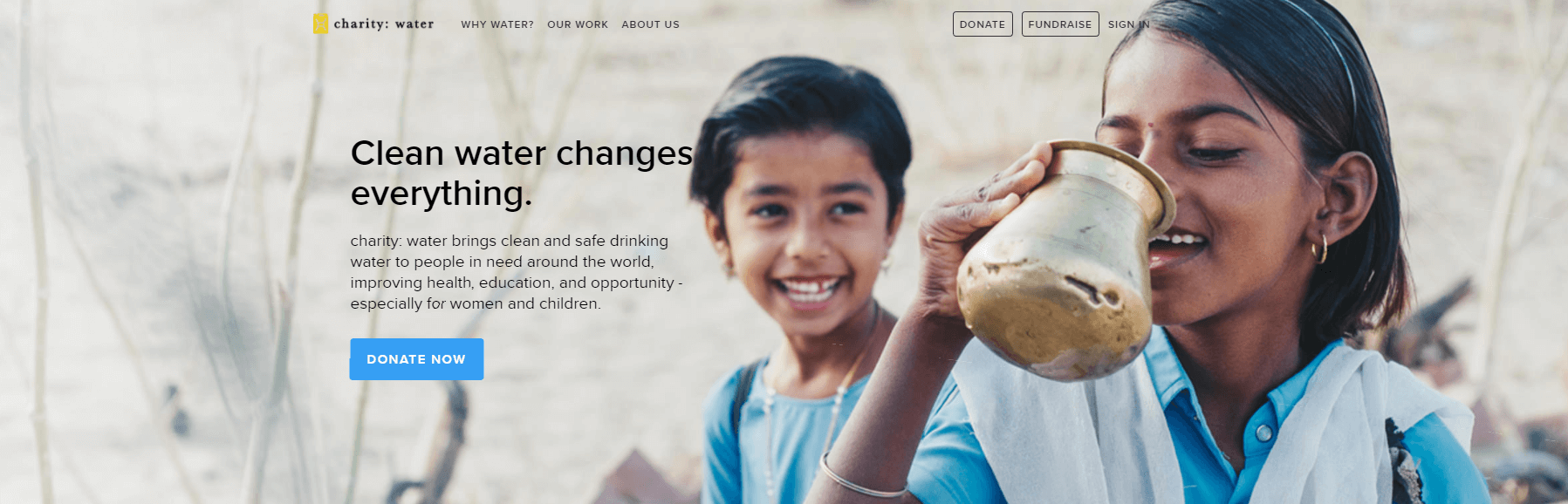 The Charity Water website.