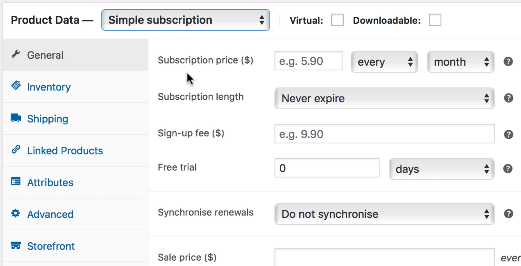simple subscription for WooCommerce recurring payments