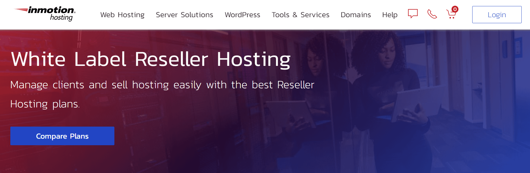 InMotion Hosting's hosting reseller page.