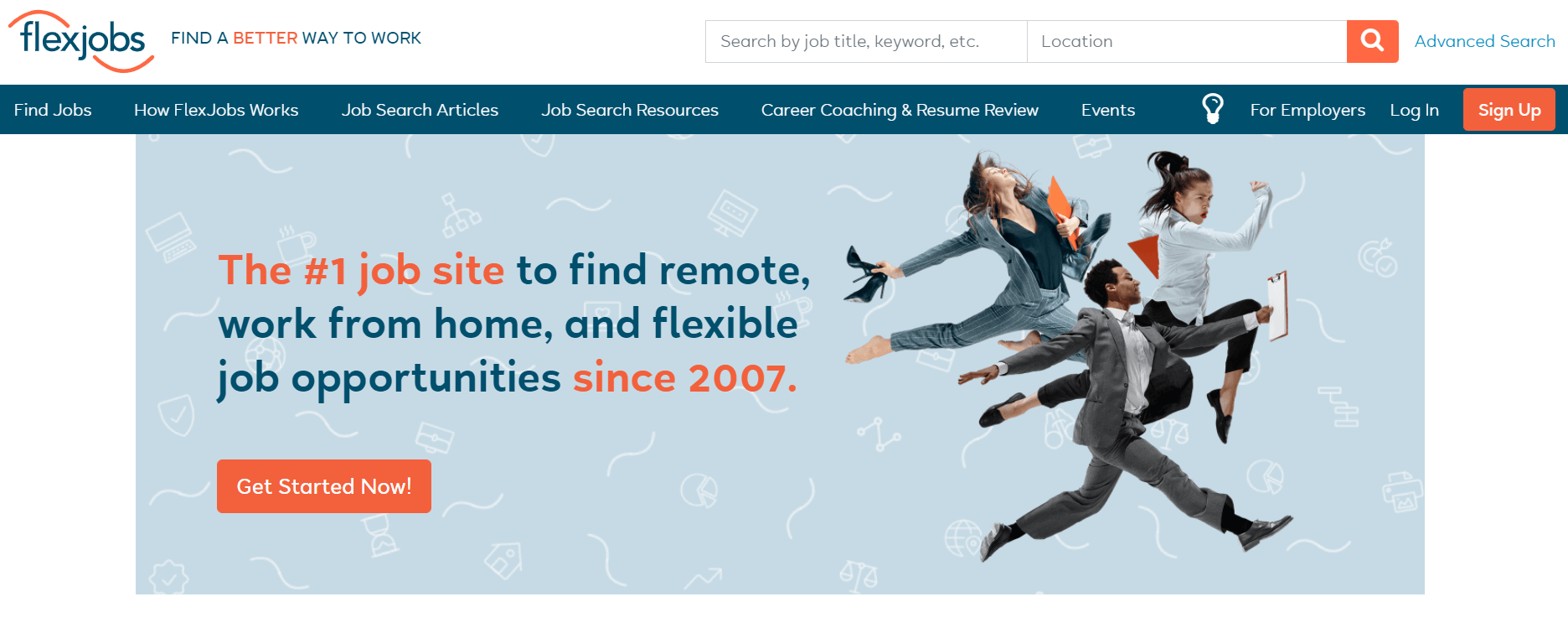 The Flexjobs home page.