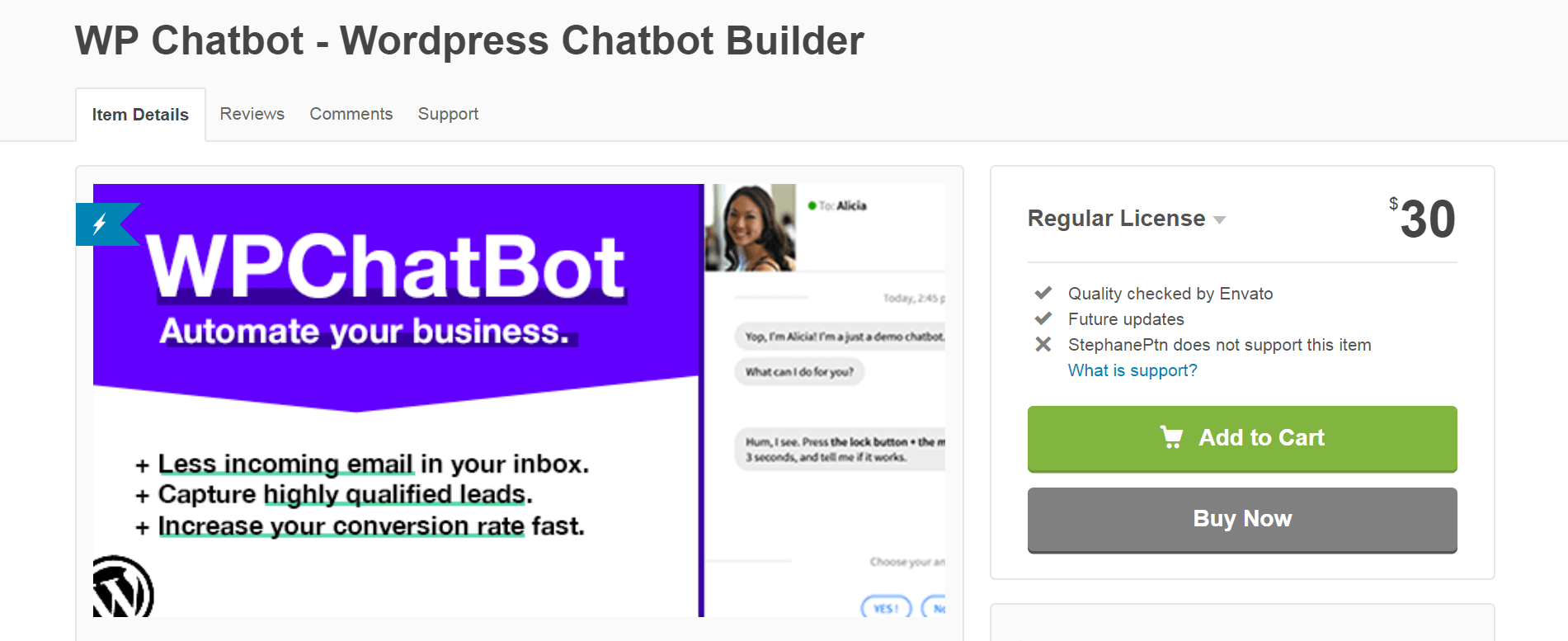 The WP Chatbot plugin for creating WordPress chatbots.
