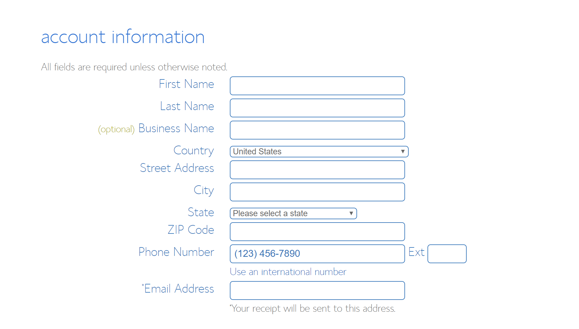 Enter account details