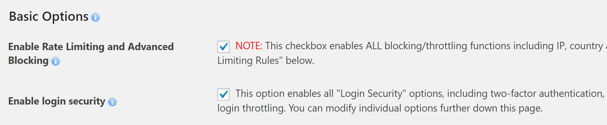 The Enable login security setting.