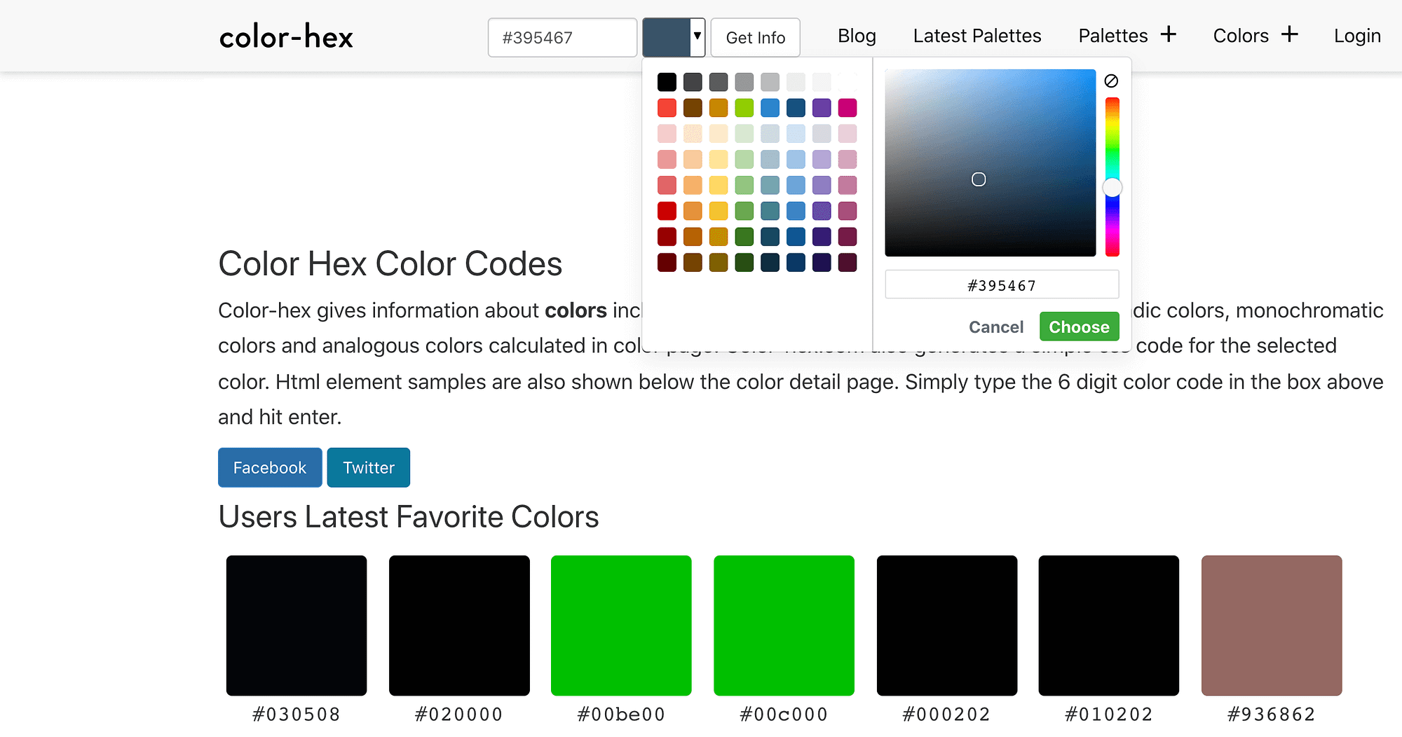 Trang web Color-Hex.
