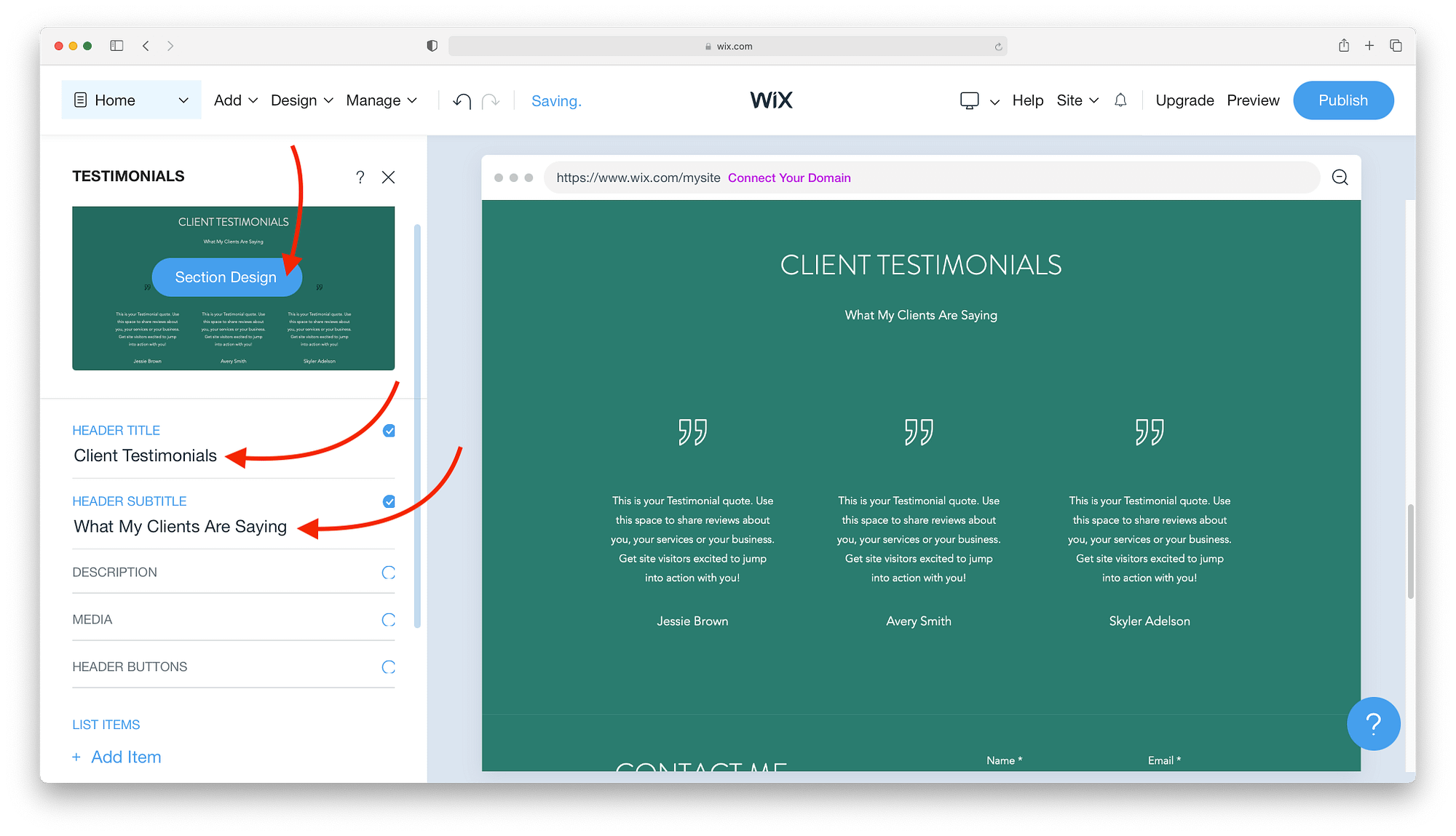 Customizing design elements with the Wix ADI editor