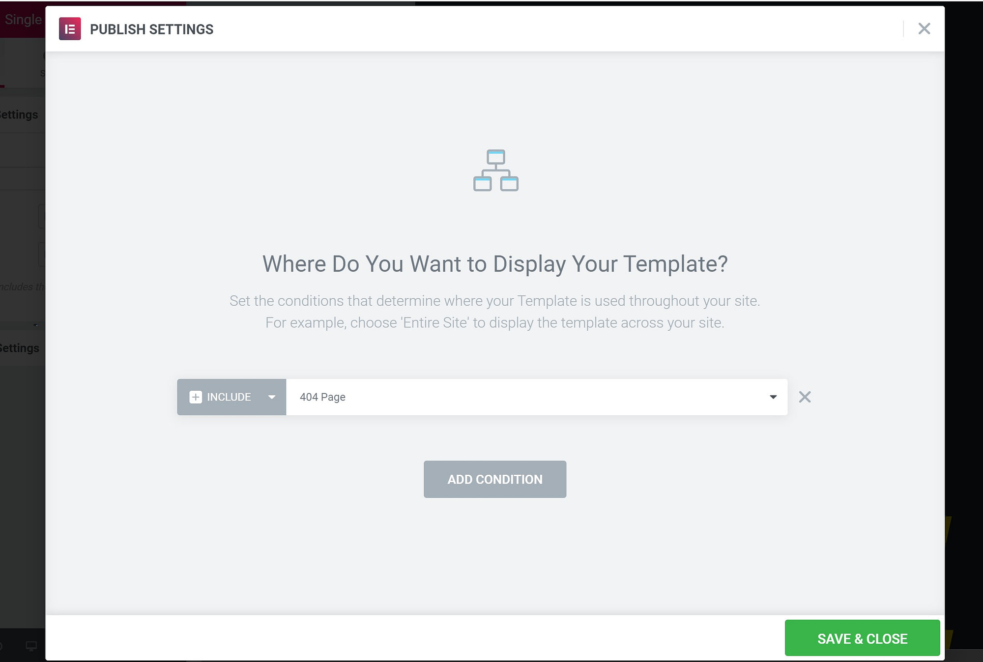 Publish Elementor template