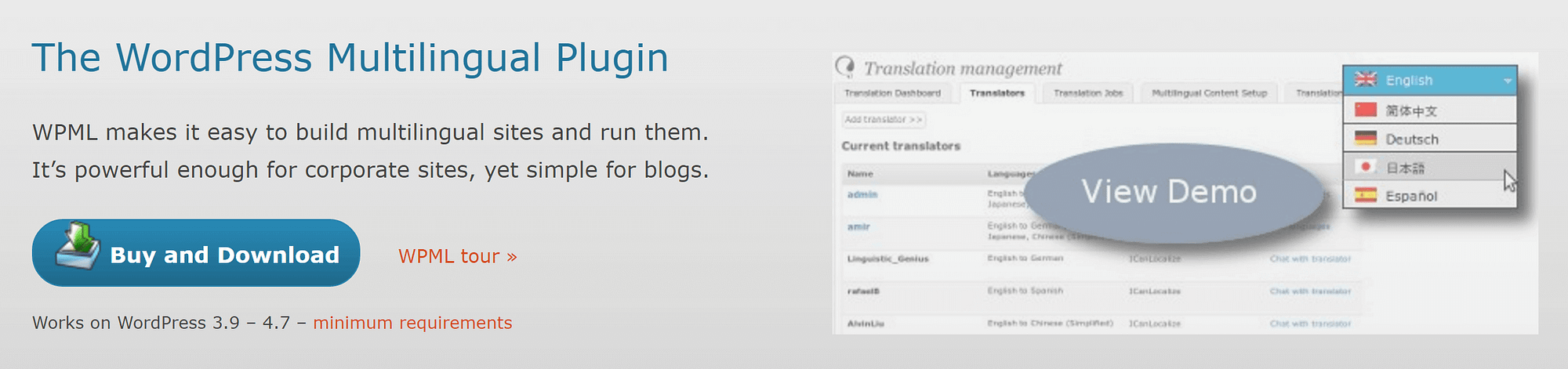 The WPML plugin - your way to create a multilingual WordPress website.
