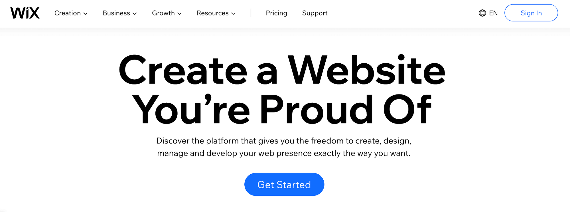 The front page of Wix, a popular option for how to create a website free of cost.