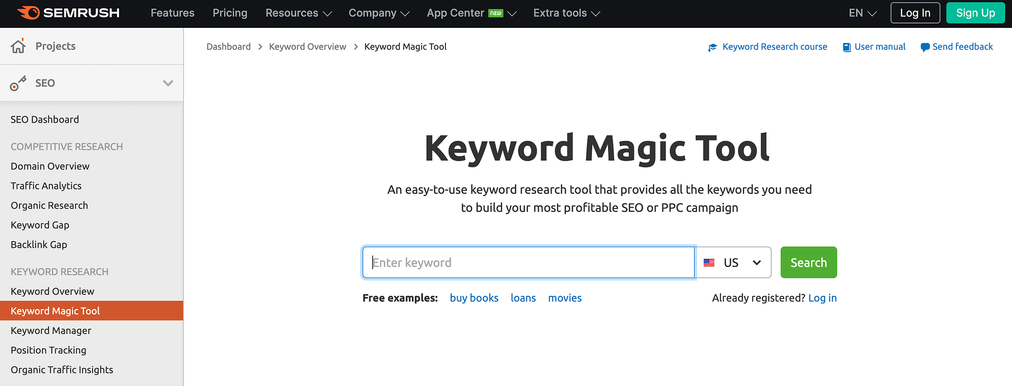 Công cụ SEMrush Keyword Magic.