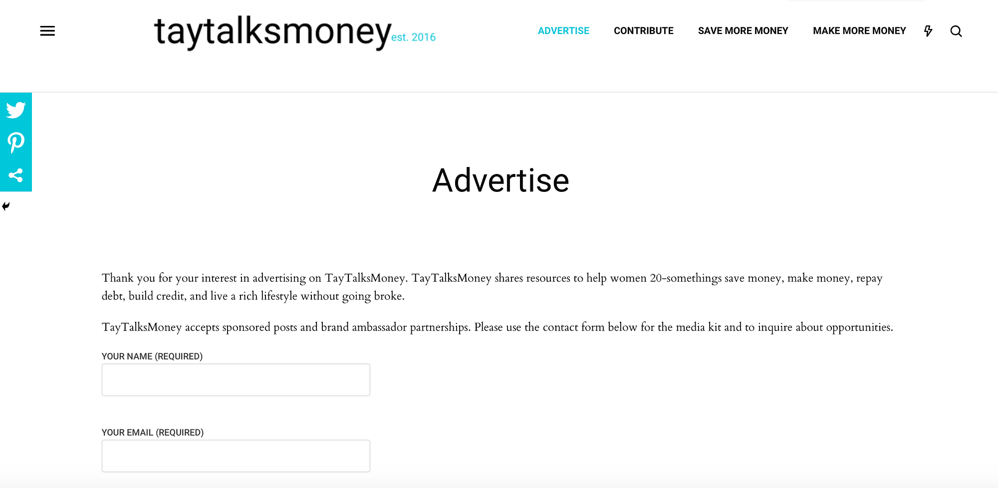An example of a Sponsor page