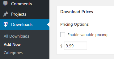 Setting the price for your digital file.