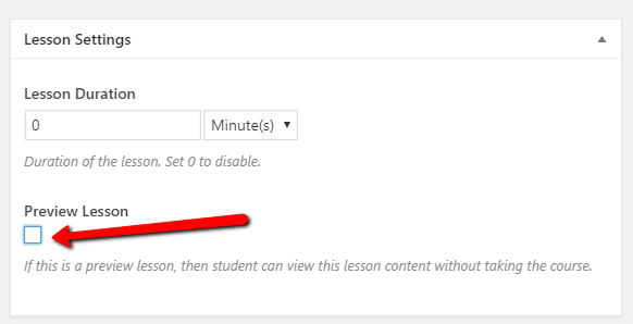 Disable lesson preview