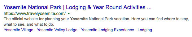 Travel Yosemite meta description