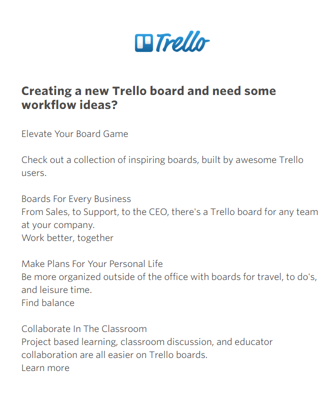Email nuôi dưỡng Trello